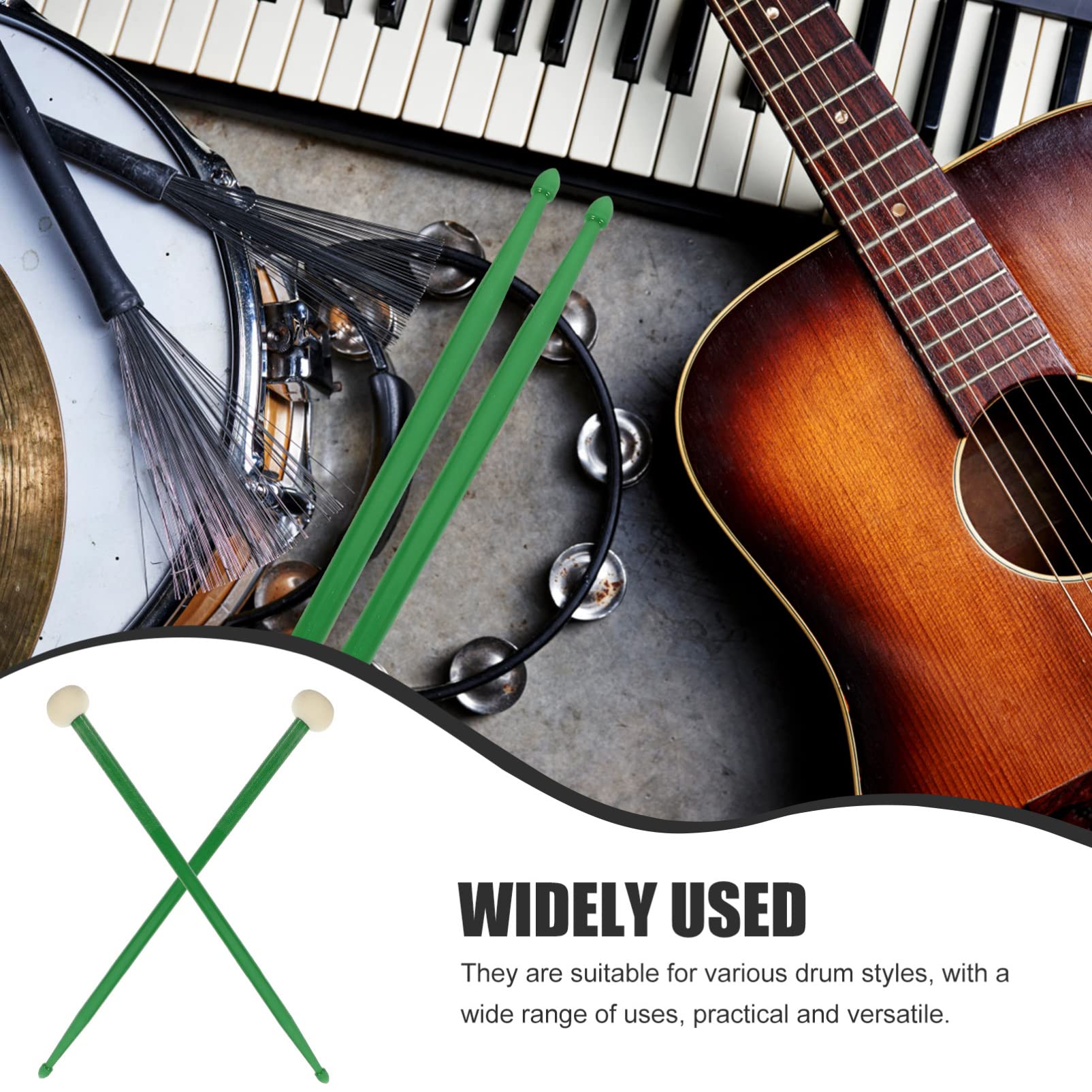 ABOOFAN 2pares Baquetas De Percusión Dobles De Coloridas Para Batería Accesorios Musicales Duraderos Para Instrumentos De Percusión Para Diversos Estilos De Música