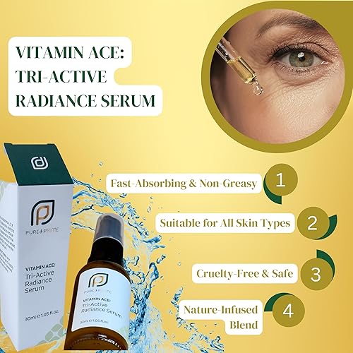 Miniatura 3 de VITAMINE ACE SERUM TRI-ACTIVE RADIANCIA, totalmente natural, enriquecido con vitaminas A, C, E para una tez perfecta  Antienvejecimiento,