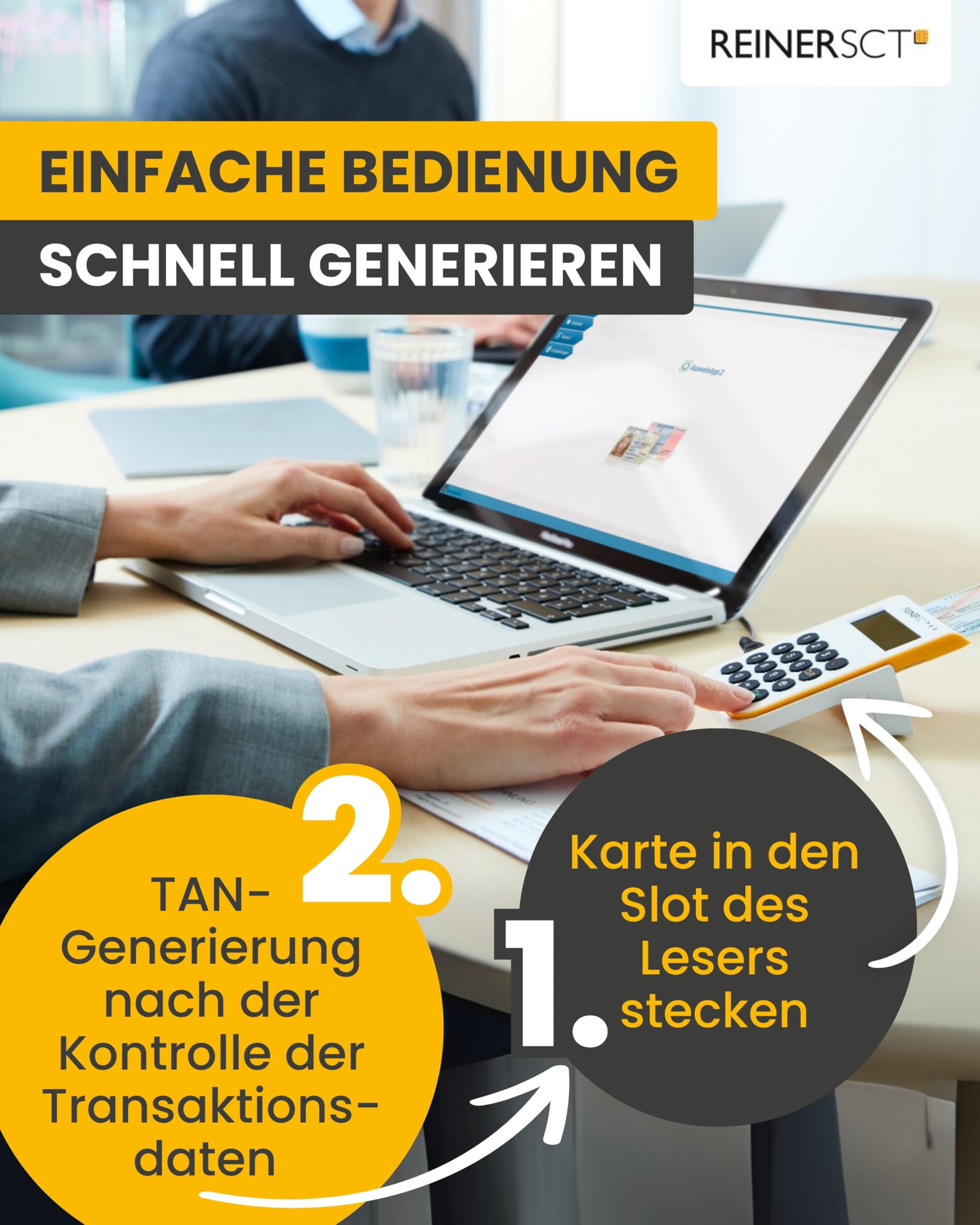 REINER SCT cyberJack one I Chipkartenleser für HBCI/FinTS, EBICS & TAN-Generator I Kartenlesegerät für Online-Banking & elektronische Signatur I Card Reader mit USB-Anschluss I