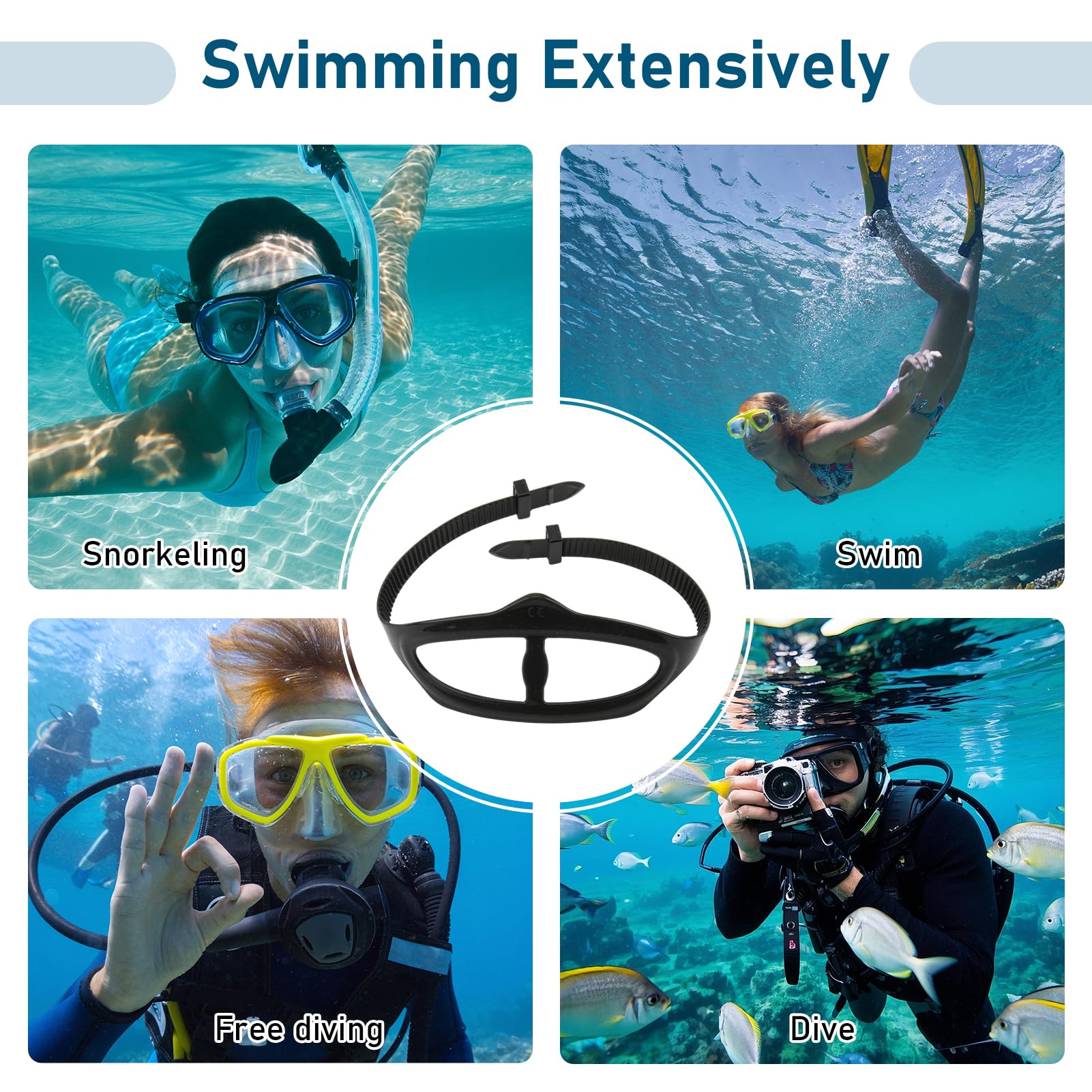 2 Fasce di Ricambio per Maschera Subacquea Unisex Nere, Cinturino Regolabile da 1,8 cm per Maschera da Sub e Snorkeling, Fascia in Silicone ad Alta Elasticità, Senza Odore, per Nuoto e Immersioni