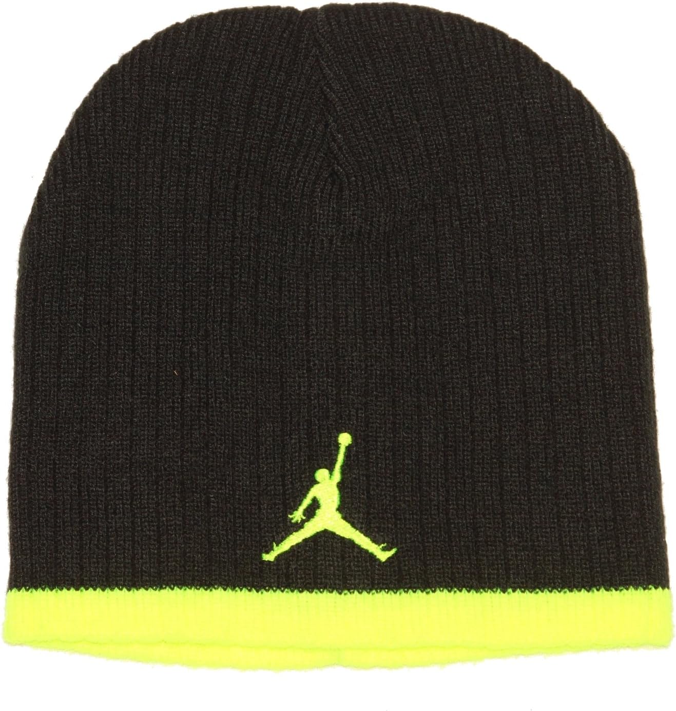 Nike Jordan Jumpman Bays Youth Knit Hat Size 4/7 Black/Volt