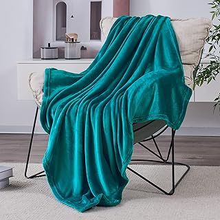 Fleece Blanket Teal Throw Blanket for Couch, Anti-Static Fuzzy Blanket, Warm Cosy Throw Blanket for Sofa and Bed, Super Soft and Lightweight Blanket for All Seasons, 50 x 60 inches