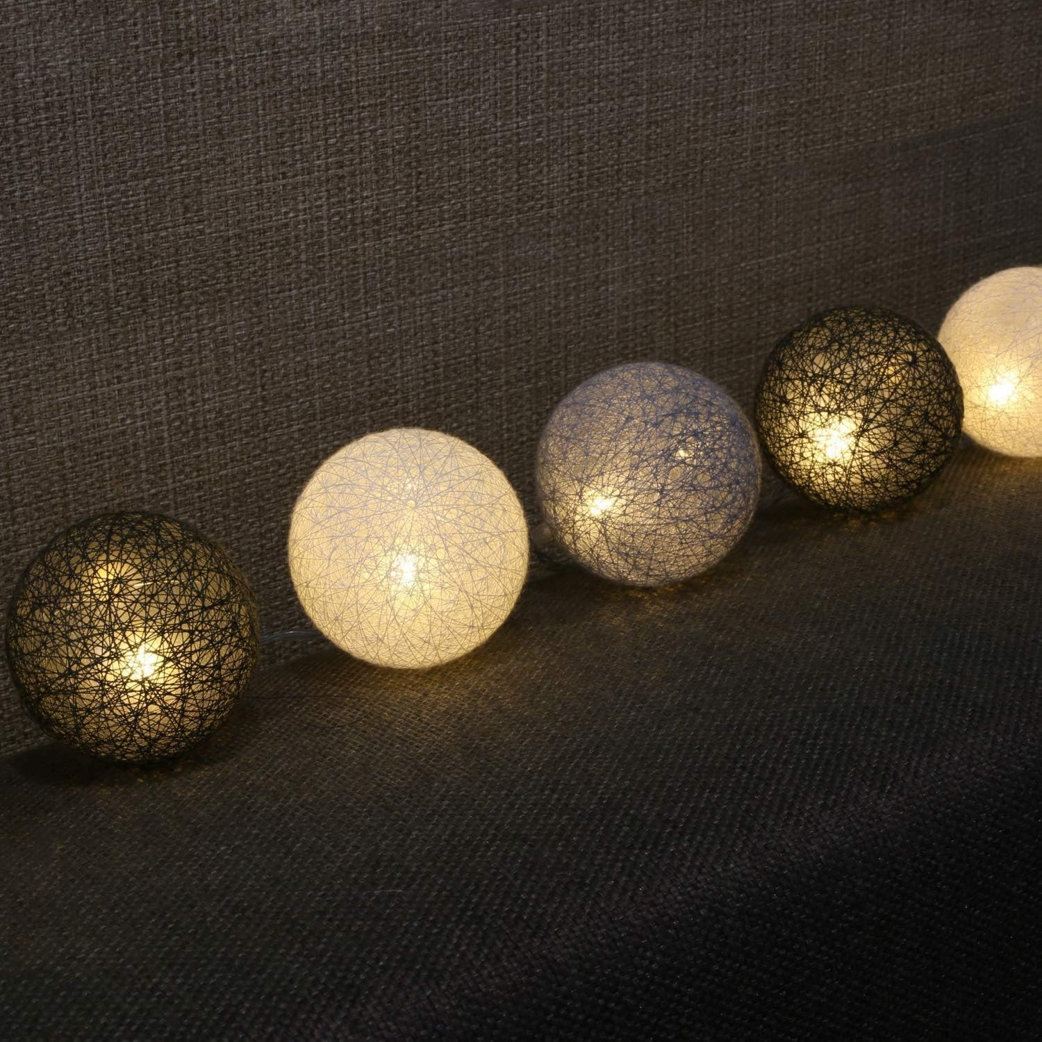 Ciskotu Ghirlanda Luminoso Cotone LED, 3,3M 20 Palline Decorativ Catena Lluminosa Interno LED, Ghirlanda Fata di Luci a Batteria per Natale Festa Matrimonio Vacanze Decorazione Interna