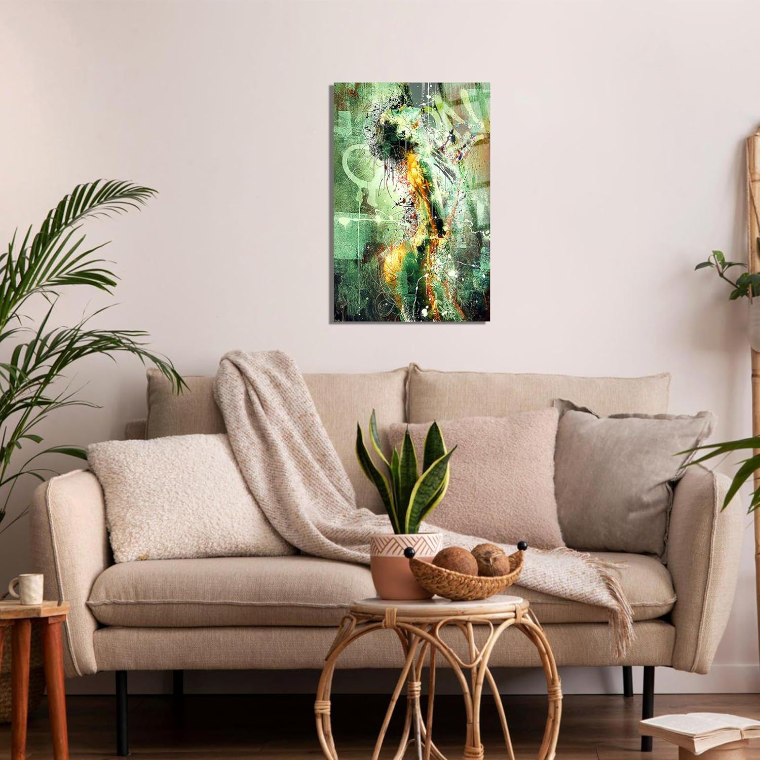Glass Wall Art Abstract Woman Themed Wall Decor Home Living Room Entryway Bedroom Decoration Vivid Color, UV Printed Durable and Tempered Glass with Size Options ((30x45cm) 12x18 Inches)