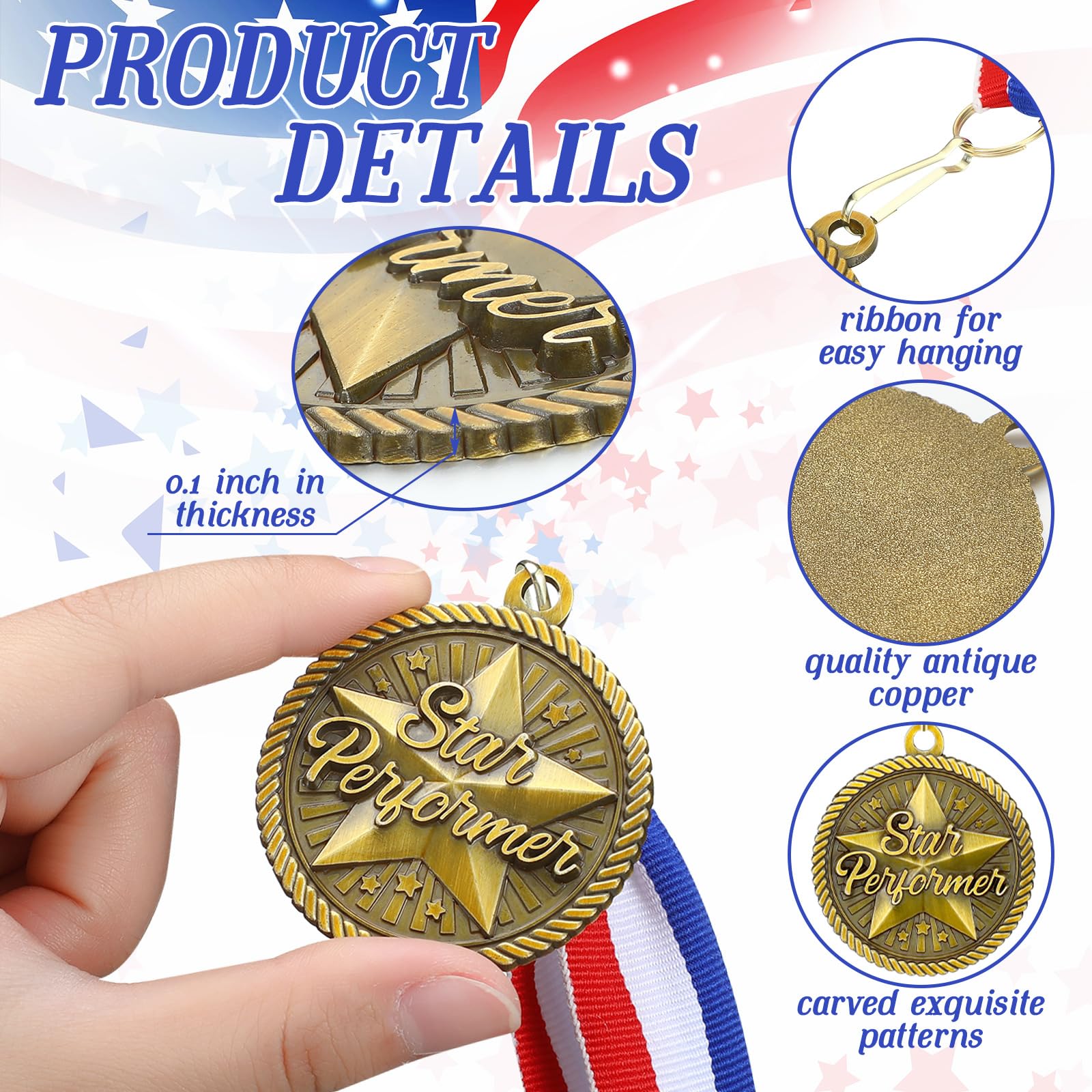 30 medallas de premio a granel de 2 pulgadas con cintas para el cuello, oro antiguo con grabado, trofeo, premios de regalo para los amantes de los libros de competiciones escolásticas