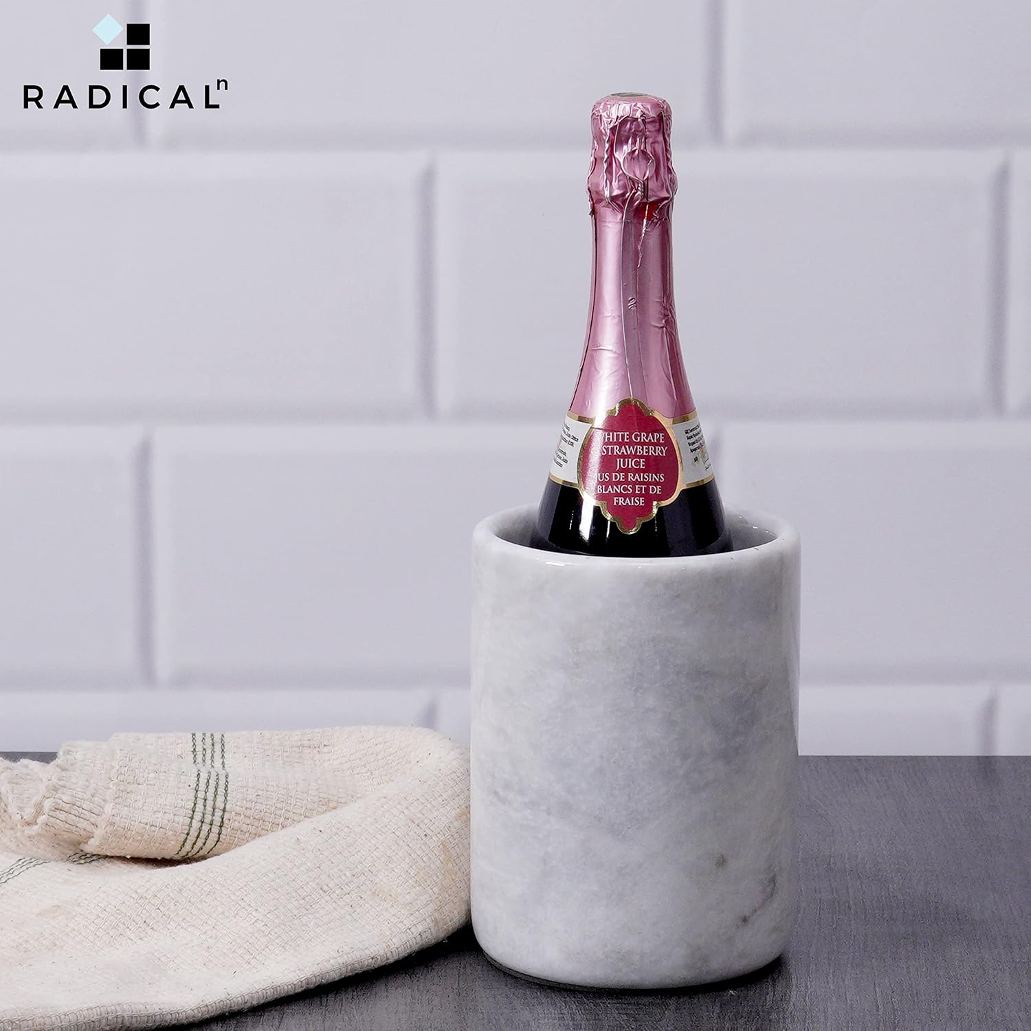 Wine Chiller White Table Top Handmade Marble Wine Chillers for Champagne - Tall 5x5x6.5 Inch" Beverage Freeze Cooler Holder - Use as Utensils, Stationery & Centerpiece Bar Decor (WZ-03)