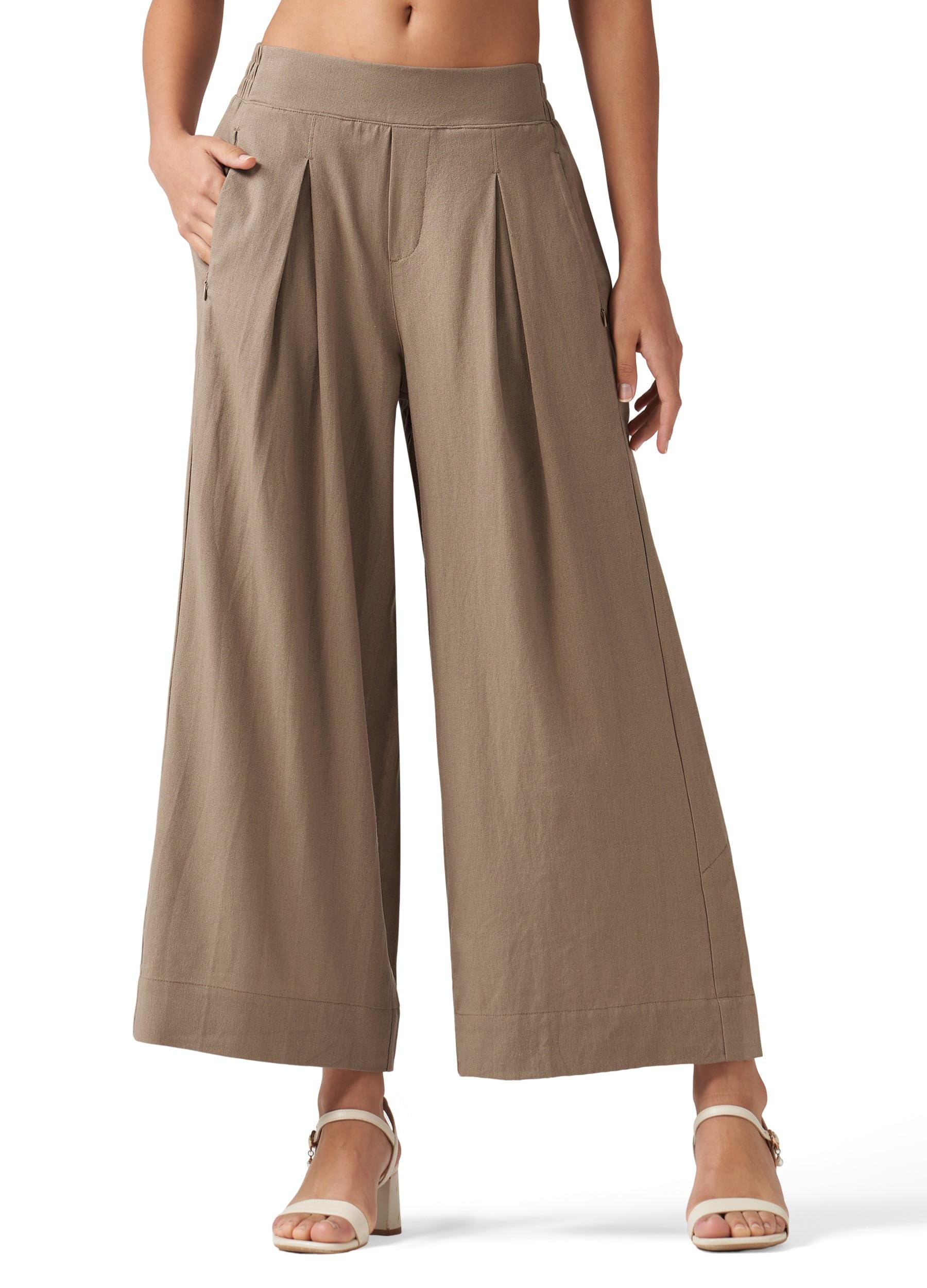 Willit Women's Linen Pants Wide Leg Casual Beach Summer Pants Palazzo Lounge Pants with Pockets