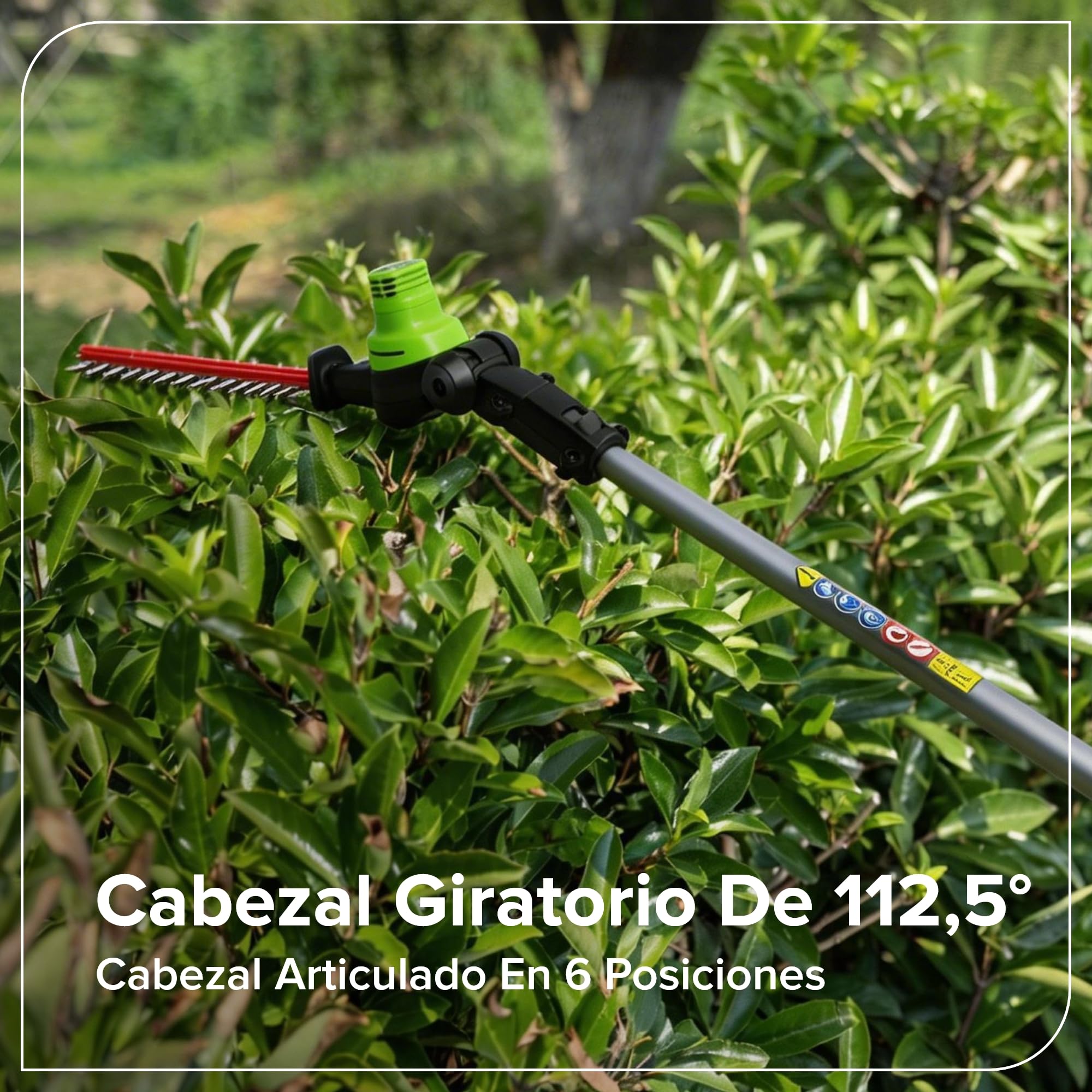 Greenworks Cortasetos + Sierra telescópica 2-en-1 24V con batería 4,0Ah & Cargador USB-C 65W, Motor brushless, Hoja 51 cm, Sierra 20 cm, Cabeza giratoria 112,5°, pértiga 3 Piezas CKPH321A2