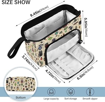Fisyme Ladybugs Beetles Bugs Pencil Case Large Capacity Pencil Pouch Pen Bags Box Big Makeup Pencil Case Organizer
