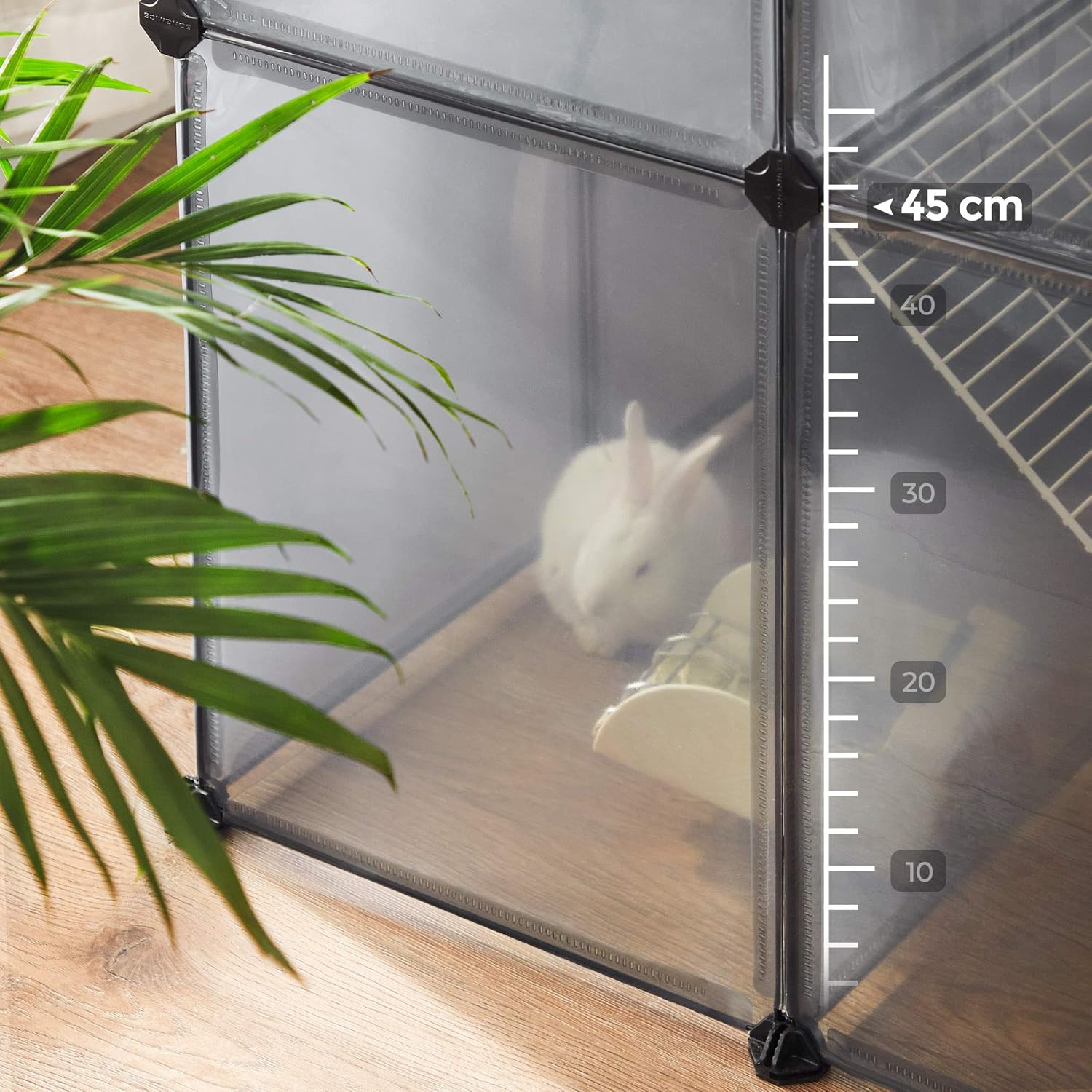 SONGMICS Guinea Pig Playpen, DIY Plastic Modular Fence, Grey LPC003G01