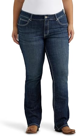 Wrangler Womens Western Plus Size Mid Rise Stretch Boot Cut Jean