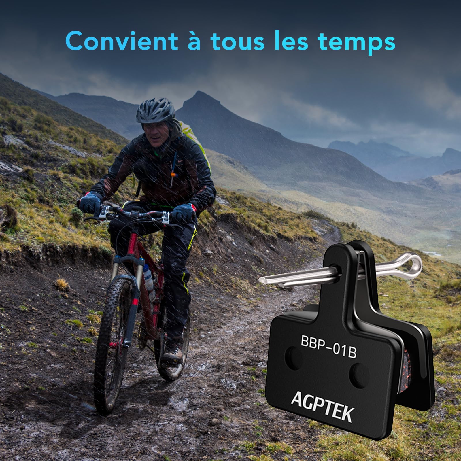 AGPTEK 4 Paires Plaquettes de Frein Vélo à Disque, Bicyclette Patins de Frein Semi-Métalliques pour Shimano TRP Tektro Deore M575 M525 M515 T675 M505 B01S C501 M495 M486 M485