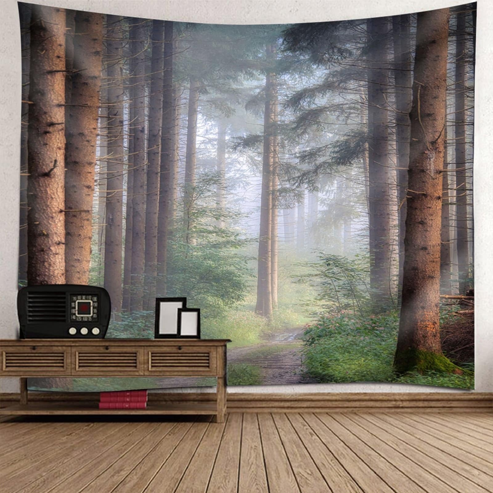 Tapiz de pared de poliéster resistente con paisaje de selva natural, mantel de salón 150x130