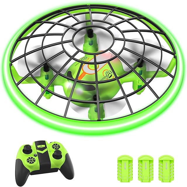 H1 Mini Drone,Drone for Kids with LED Light,RC Drone with 3D Flips and Headless Mode,Quadcopter with Altitude Hold,Propellers Full Protect,3 Batteries,Gift for Boys Girls and Beginner