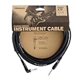 D'Addario Guitar Cable - Classic Series - Guitar Lead - 1/4 Inch Male to 1/4 Inch Male - 20 Feet - Straight End/Right Angle - 1 Pack