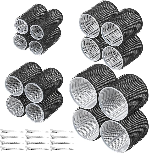 Thrilez Hair Roller with Clips Hair Curler Roller in 4 Different Sizes 64m 48mm 36mm 25mm, 28PCS No Heat Hair-friendly Hair Roller for Long Medium Short Hair, Hair Rollers for Salon Home Hairdressing