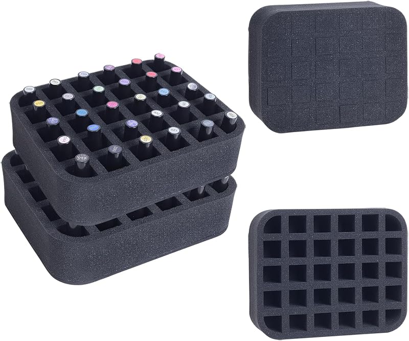 Organizador de Esmaltes YAHOURWAT com Divisórias em Espuma, 2 Unidades, para 60 Frascos, Preto