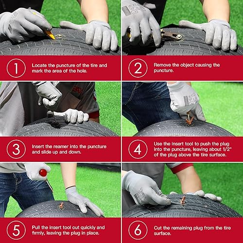 Miniatura 5 de Pax Kit de herramientas de reparación de neumáticos 4 en 1 reemplazables sin cámara, 12 piezas, incluye ojo cerrado, ojo abierto, ojo dividido y