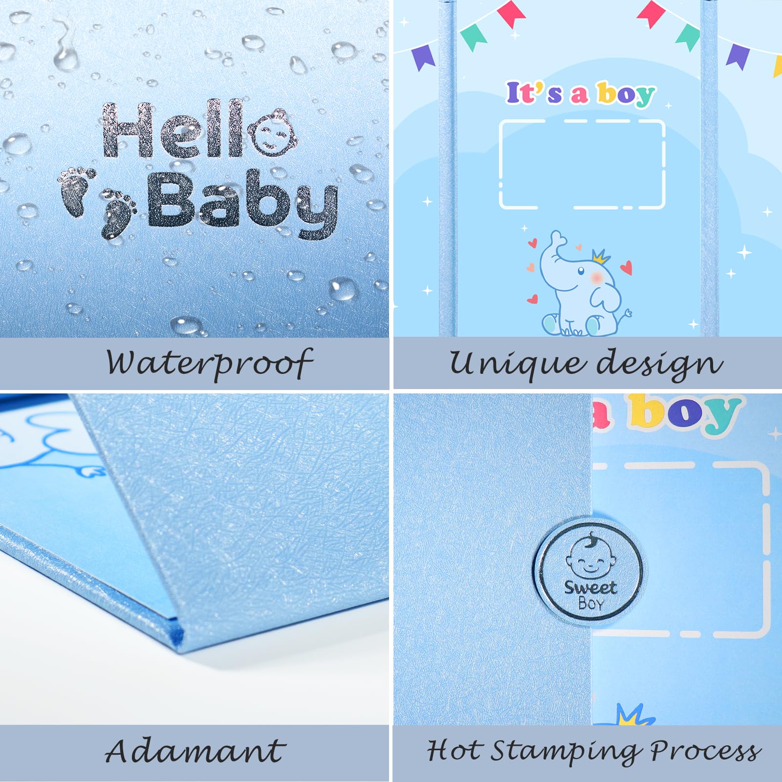 TUADAJI Baby Shower Decorations,Baby Shower Guest Book Alternative,Cute Elephant Baby Shower Signature Board with Picture,18