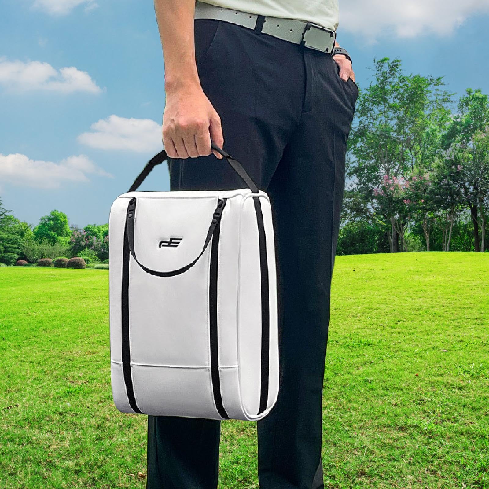 Golf Schuhe Tasche Tragbare Organizer PU mit Doppelreißverschluss Und Handgriff für Sichere Aufbewahrung für Reisen Golfsport Männer Und Frauen