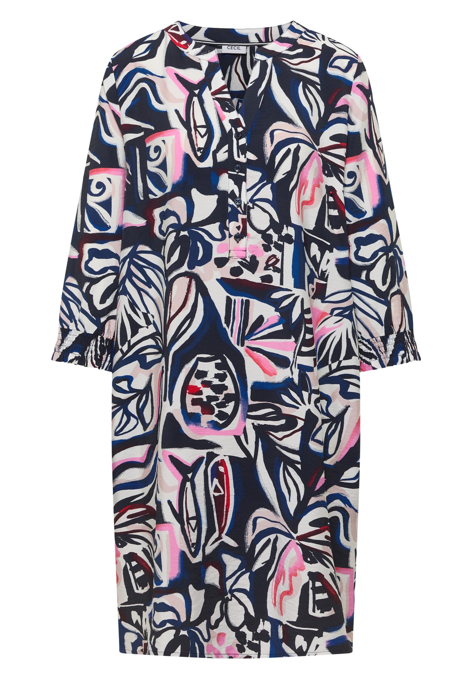 Cecil Damen 1409312 Knielanges Kleid mit grafischem Muster (1er Pack)