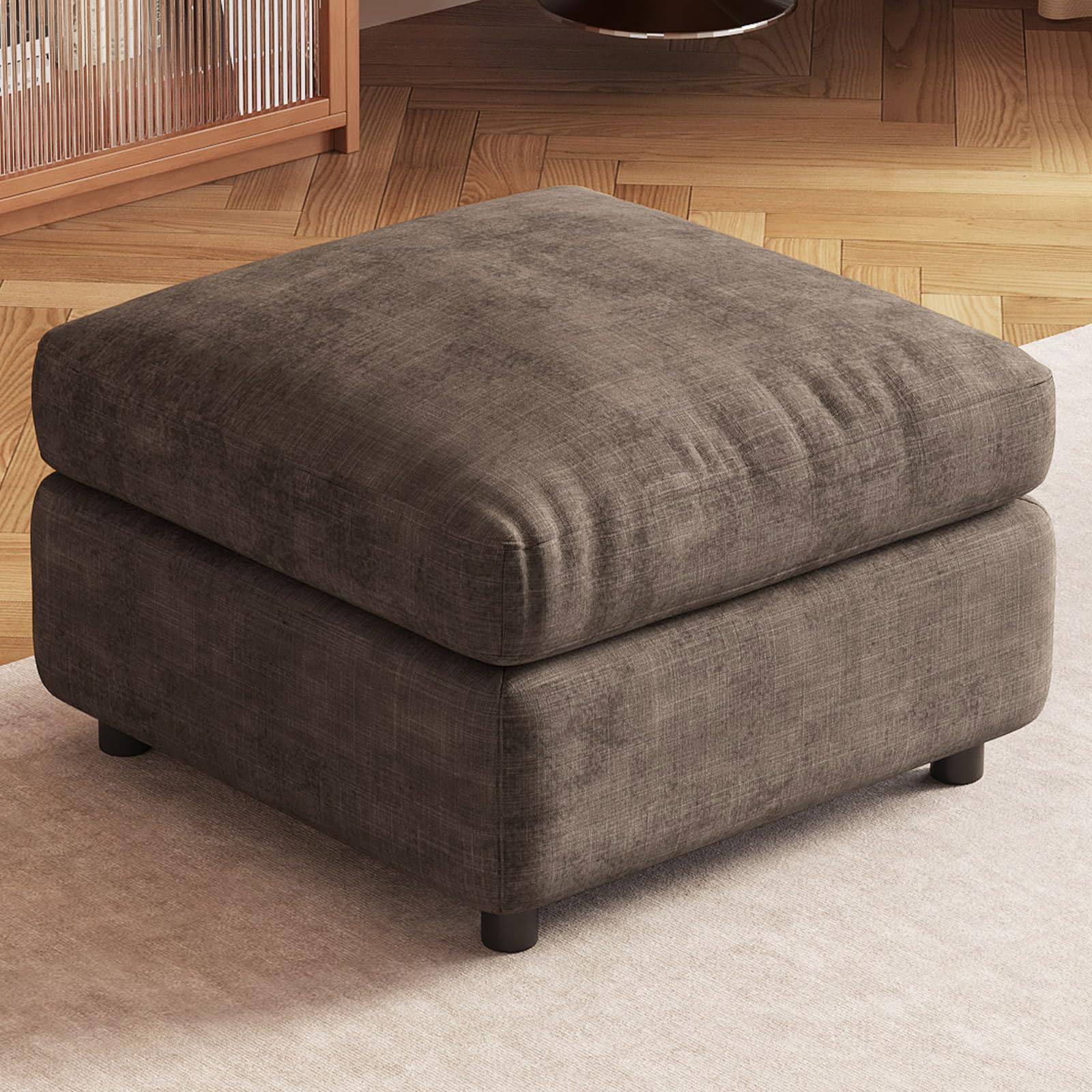 Guyii Dark Brown Storage Ottoman, Modern Sofa Ottoman for Sectional Sofa, Multi-Functional Upholstered Footrest, Padded Seat for Living Room, Home, Apartment, Dorm, Office, 330LBS Capacity