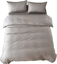 Duvet Cover, Queen, 4-Piece Bedding Cover Set, Cotton Blend, Solid, Duvet Cover, Fitted Sheet, Pillowcase, Washable, Quick Drying, Dust Mite Resistant, Gray