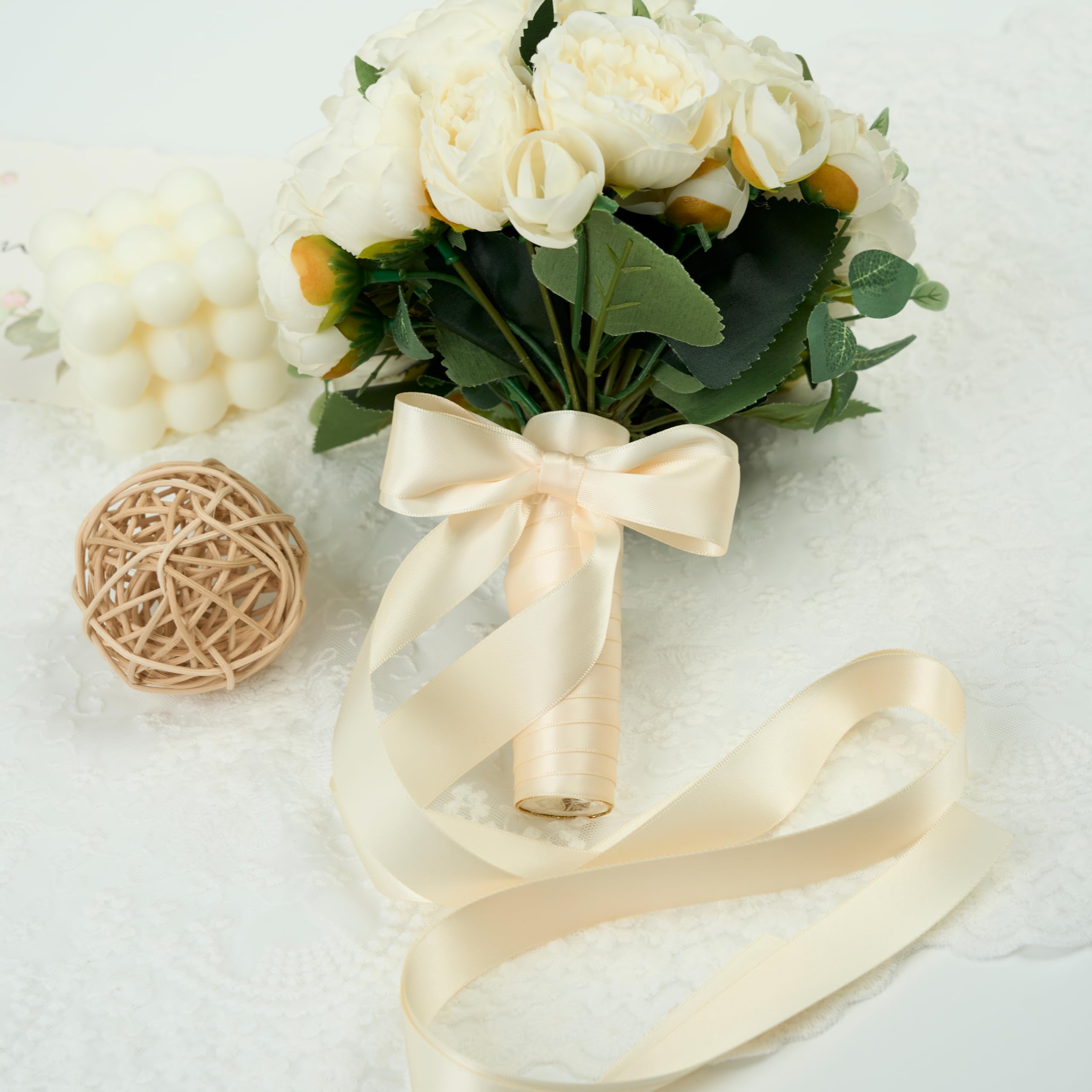 Amazon.com: DINDOSAL Ivory Satin Ribbon - 1 Inch Cream Silk Ribbon