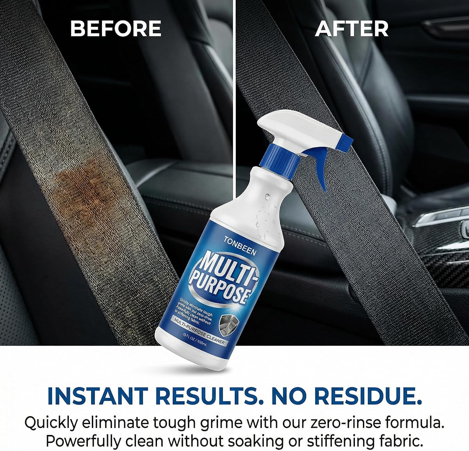 Multi-Surface Cleaner & Seat Belt Cleaner Spray, Remove Dirt and Light Stains from Car Interior Fabrics, Upholstery, Seats, Headliner, and Floor Mats, 500ml