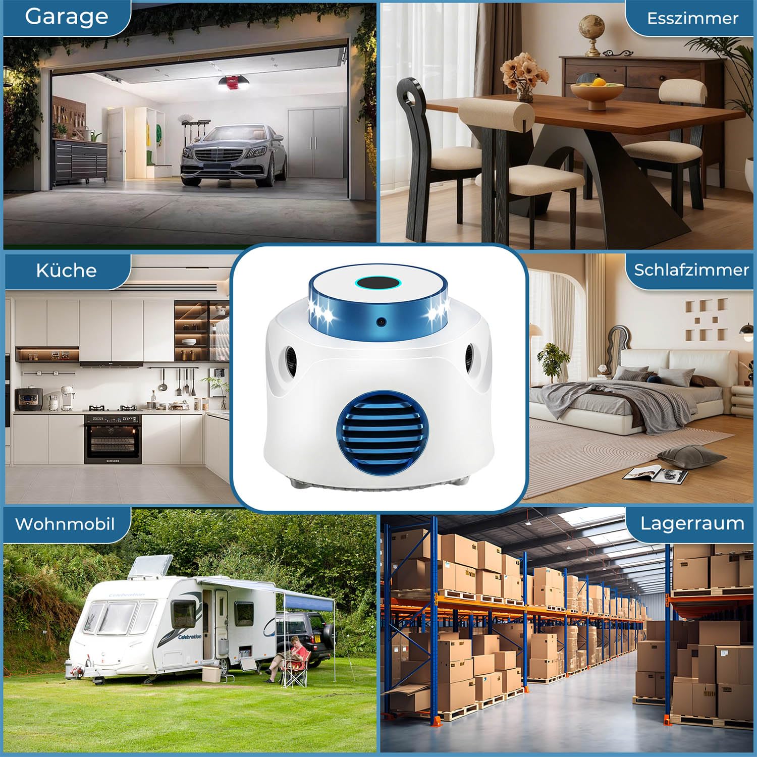 MEKEET 360° Ultraschall Mäuseabwehr mit 4 Modi & 9 LED Stroboskoplicht, Mäusevertreiber gegen Ratten Mäuse Spinnen, Ameise 310 m² Reichweite, Professionelle Rattenabwehr für Innenbereich & Garage
