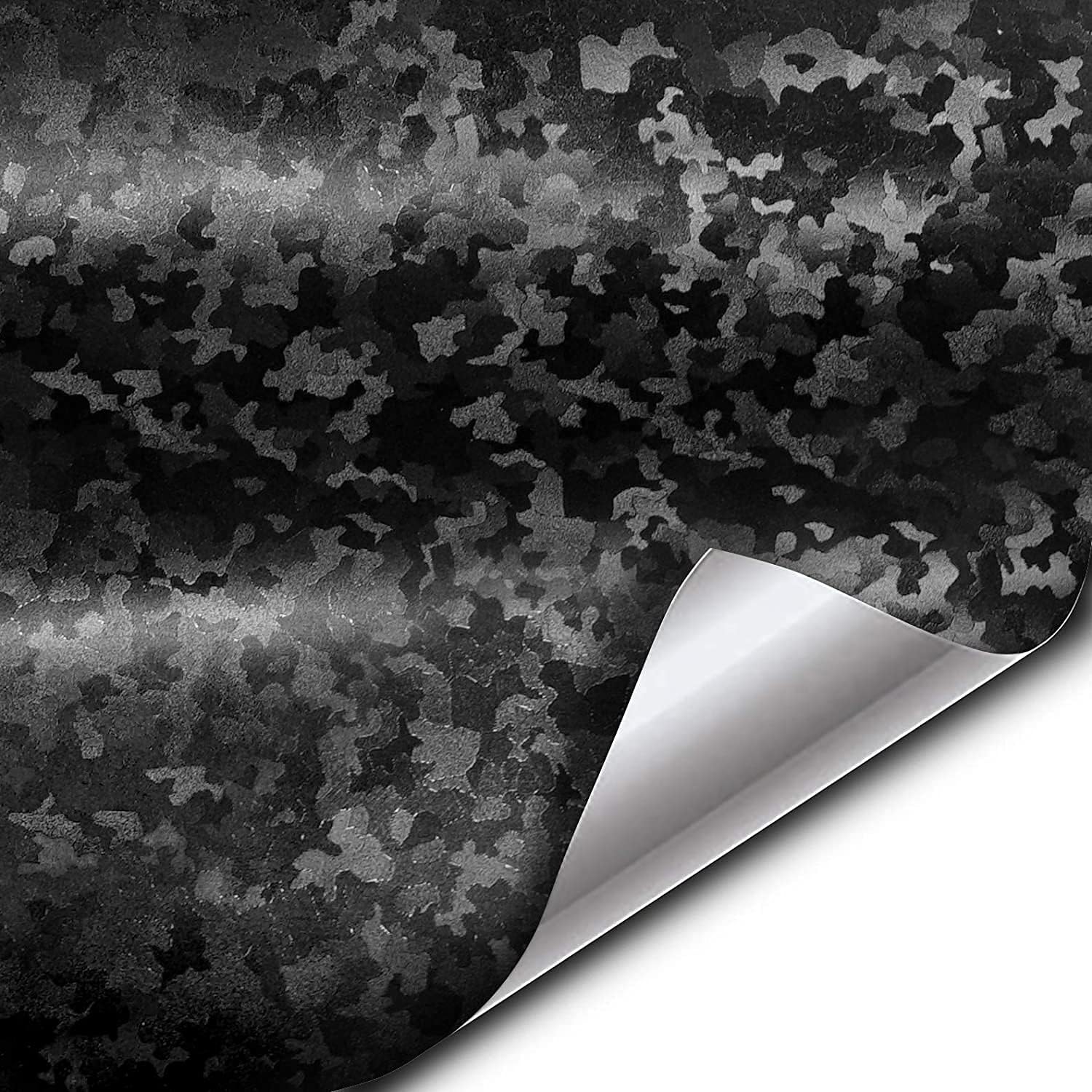 VViViD+ 2020 Edition Black Stealth Small Pattern Camouflage Vinyl Wrap Roll (4ft x 5ft)