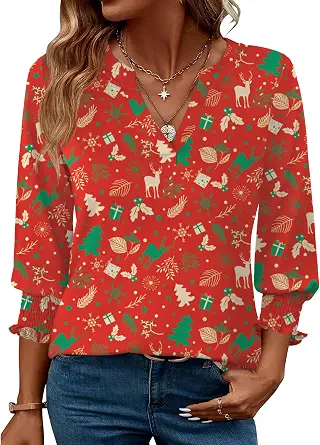 LOMON Women's 2026 Fashion Tops 3/4 Length Sleeve Business Casual Blouses Summer Tees Shirts S-4X