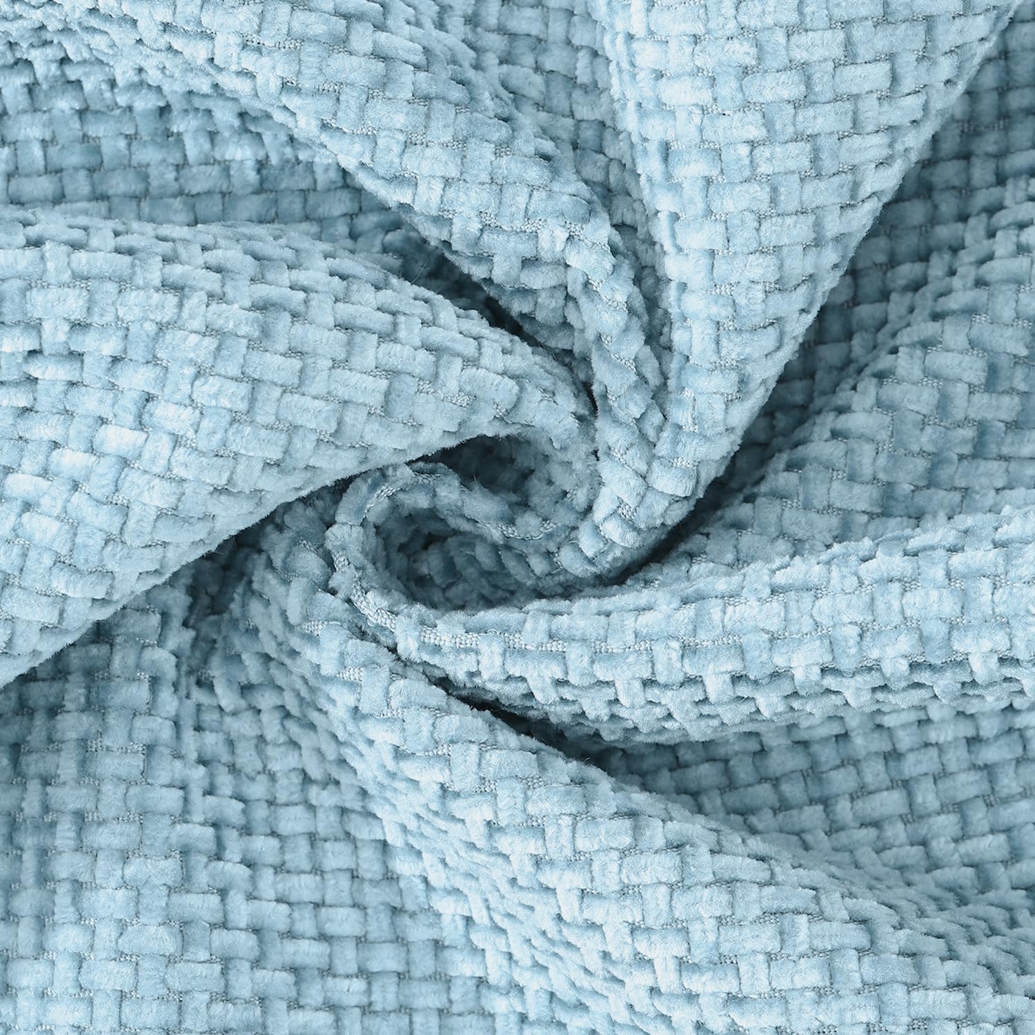 Madizz Set of 2 Chenille Velvet Cushion Covers with Flange Soft Boho Textured Throw Pillow Covers Broadside Pillowcases Modern Farmhouse Home Decor for Sofa Bedroom Light Blue 16x16 inch - Image 3