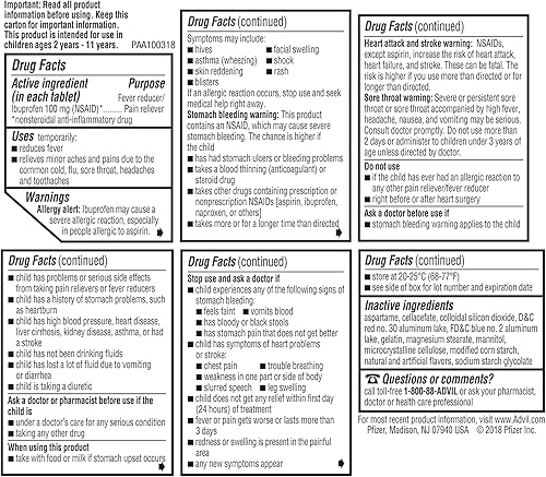 Vista 15 de Advil Junior Strength - Analgésico masticable de ibuprofeno y reductor de fiebre, ibuprofeno infantil para aliviar el dolor, uva, 24 tabletas