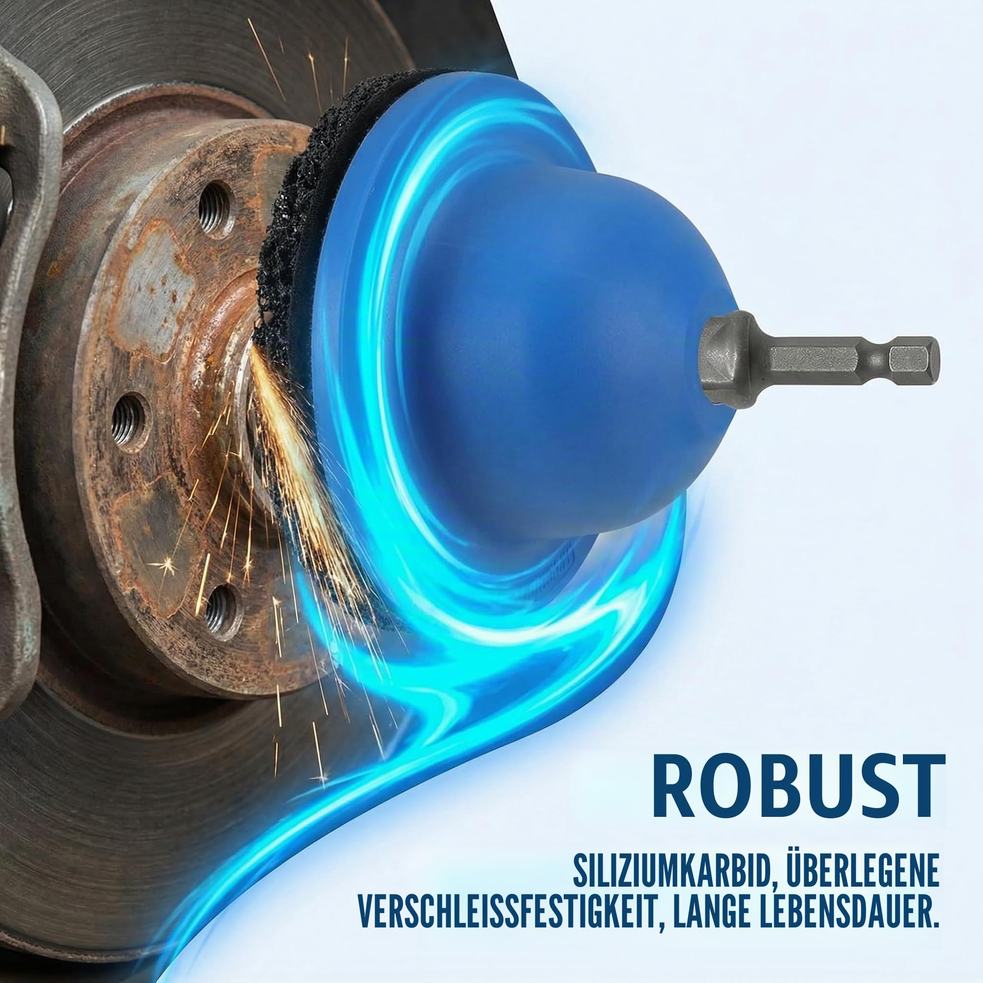 Radnabenschleifer Auto Außen-Ø 150mm Innen-Ø 90mm Kugelkopfschleifer für 1/2" Schlagschrauber Radnabenreiniger zur Rostentfernung & Felgenreinigung für Felgenwechsel Motorrad & Fahrrad