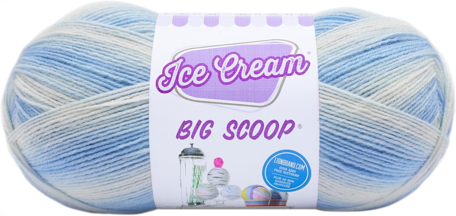 Lion Brand Ice Cream Big Scoop Blueberry 922-203 (3-Skeins - Same Dye Lot) DK Light Worsted #3 Acrylic Yarn for Crocheting and Knitting with Project Bag
