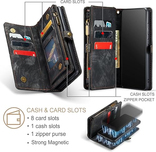 Miniatura 3 de Asuwish Funda de teléfono para Samsung Galaxy S21 Ultra Glaxay S21ultra 5G con cremallera, protector de pantalla de vidrio templado y tarjetero