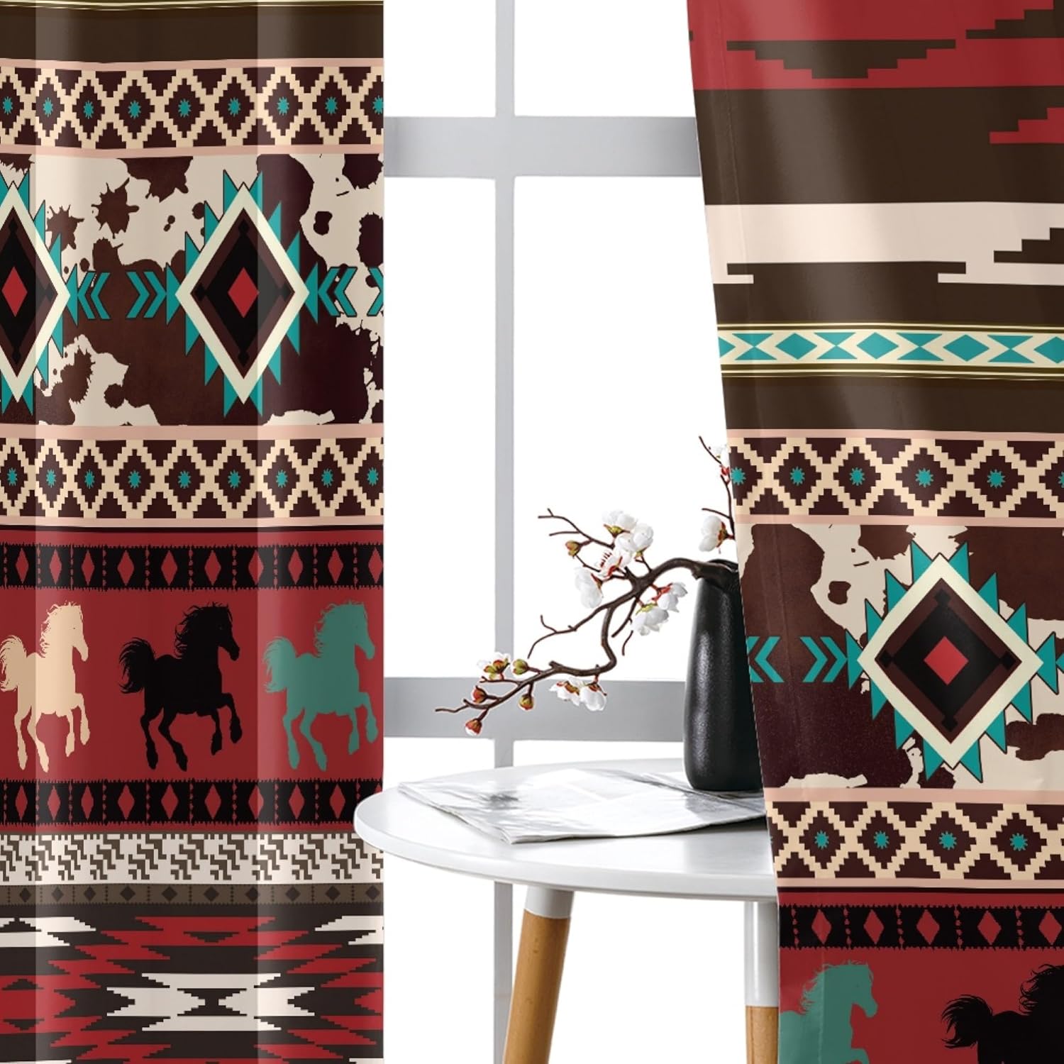 ZFRXIGN Aztec Curtains for Living Room - African Tribal 84 Inch Length 2 Panels Set - Washable Darkening Window Treatments for Bedroom, Home Office - Western Decoration