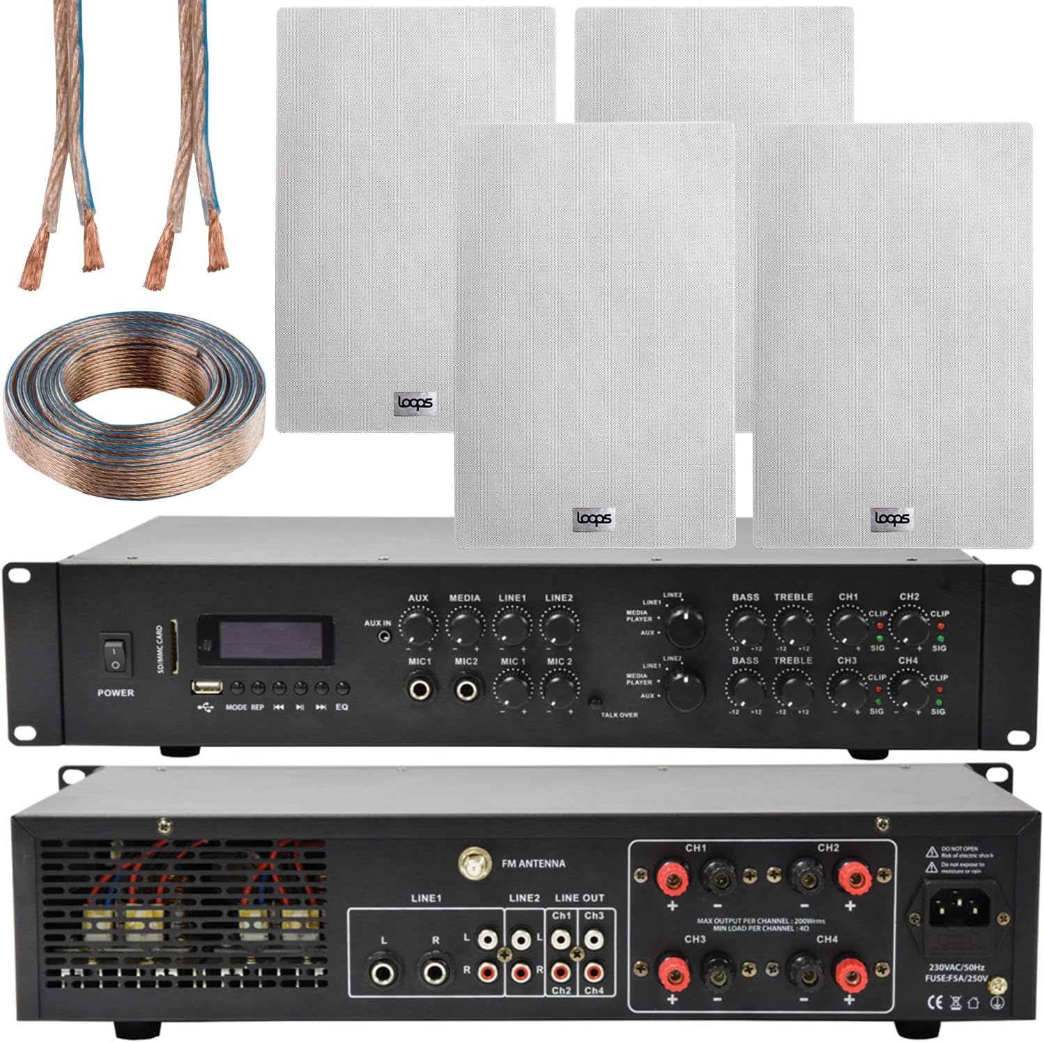 1100W Multi Zone Bluetooth Sound System & 4x 140W Ultra Slim In Wall