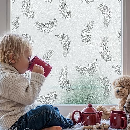 Miniatura 14 de DUOFIRE Película de privacidad para ventana, película de vidrio esmerilado, película de vidrio estático, sin pegamento, anti-UV, adhesivo para Flor