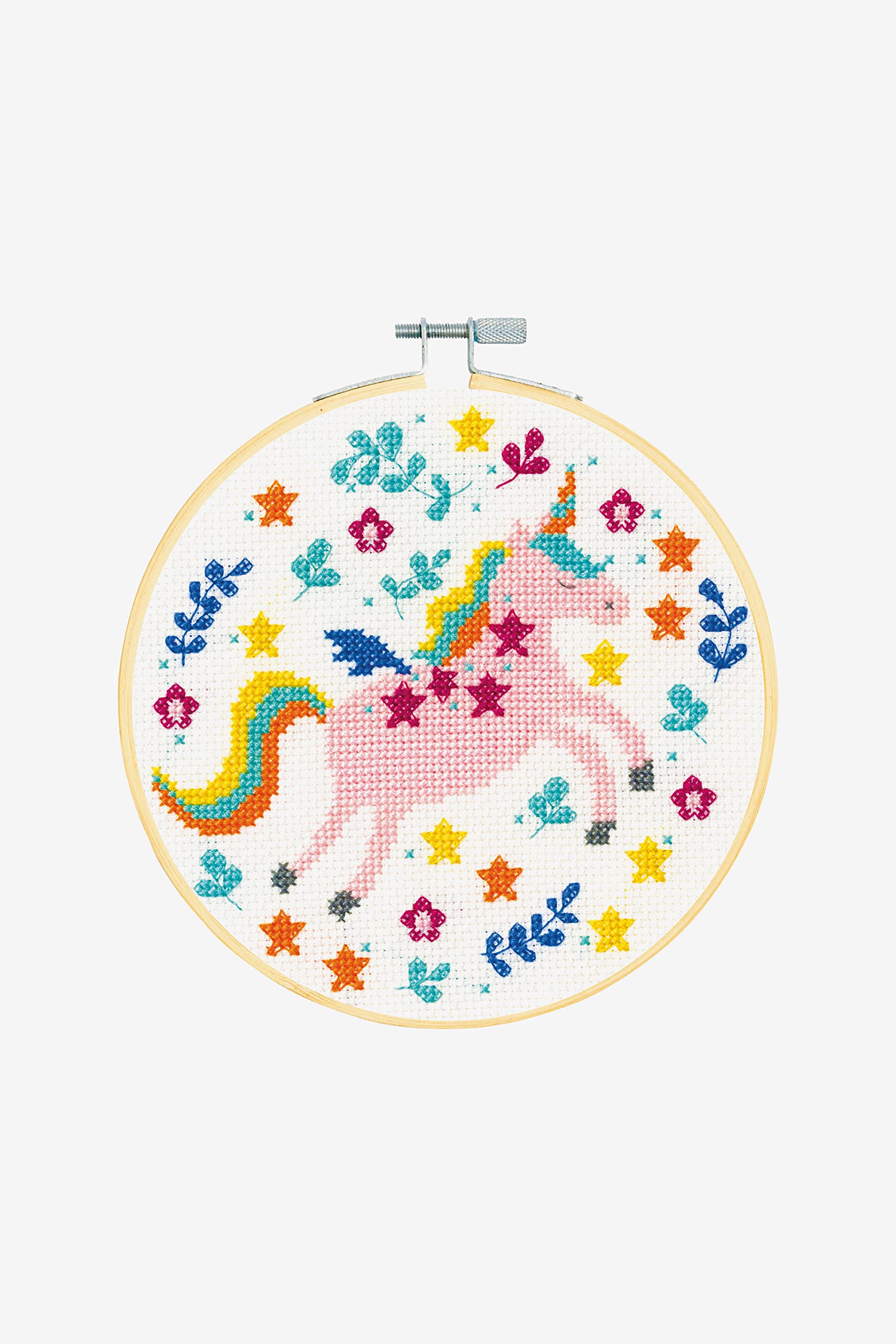Kit Point De Croix Pour Enfant – Motif Pony – Dimensions Finies 16 X 12,5 Cm – Aiguilles Larges, Fils Acryliques – Dès 6 Ans