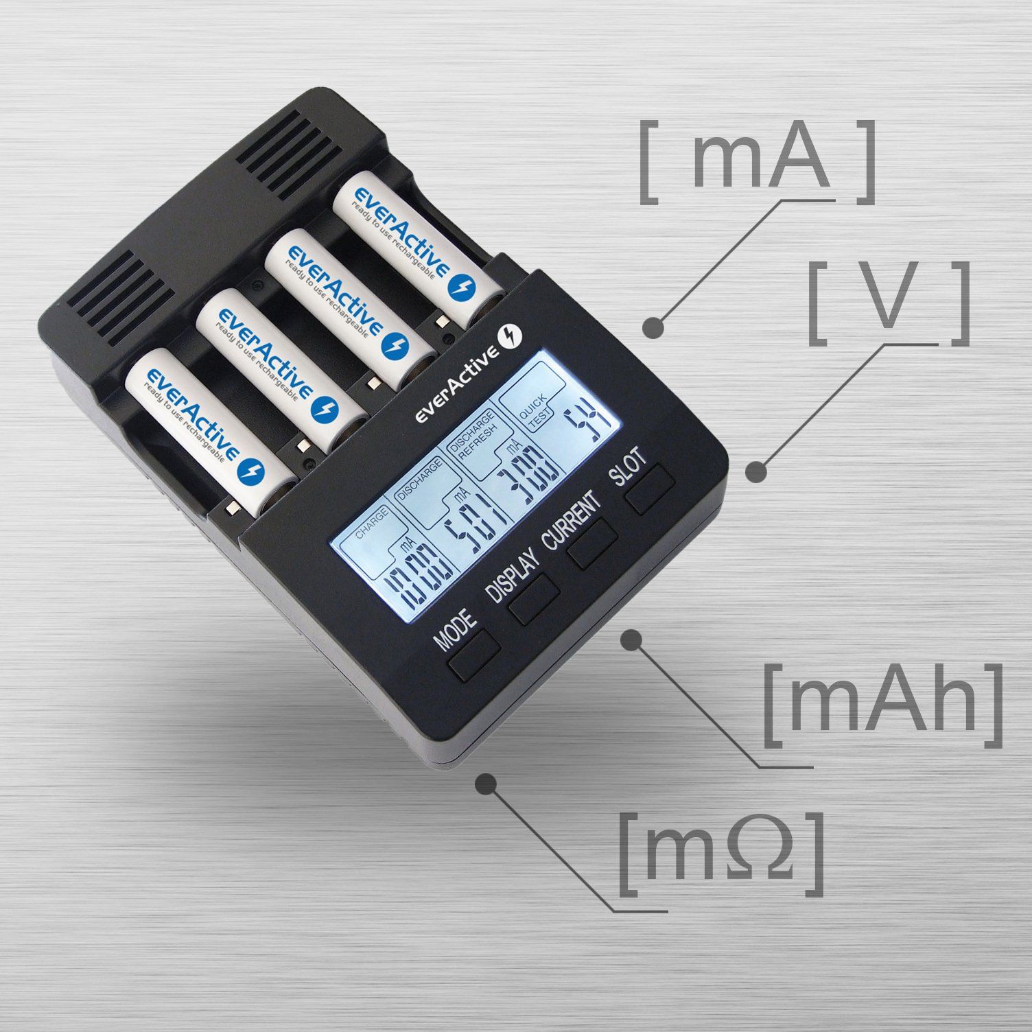 EverActive – nc-3000 – Chargeur de Piles AAA R03, AA R6, Ni-MH/Ni-CD Écran LCD