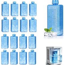 16Pcs Reusable Slim Ice Packs Small Ice Blocks for Cooler Portable Swamp Cooler for Air Coolers Evaporative AC Fans, Space Saving Ice Packs for Lunch Bag Picnic Camping,Long-Lasting