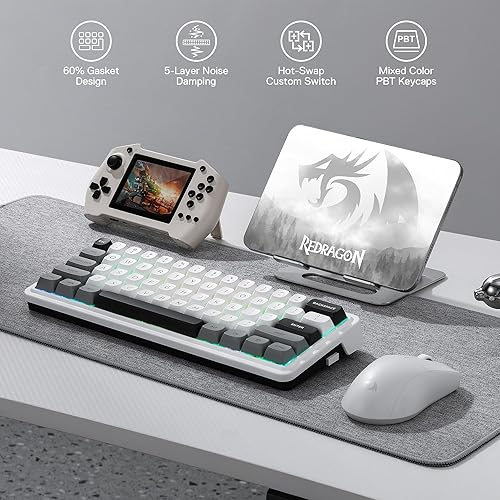 Miniatura 2 de Redragon K722 PRO Teclado inalámbrico 60% RGB para juegos, teclado mecánico compacto de intercambio en caliente de 61 teclas con enchufe Free-Mod,