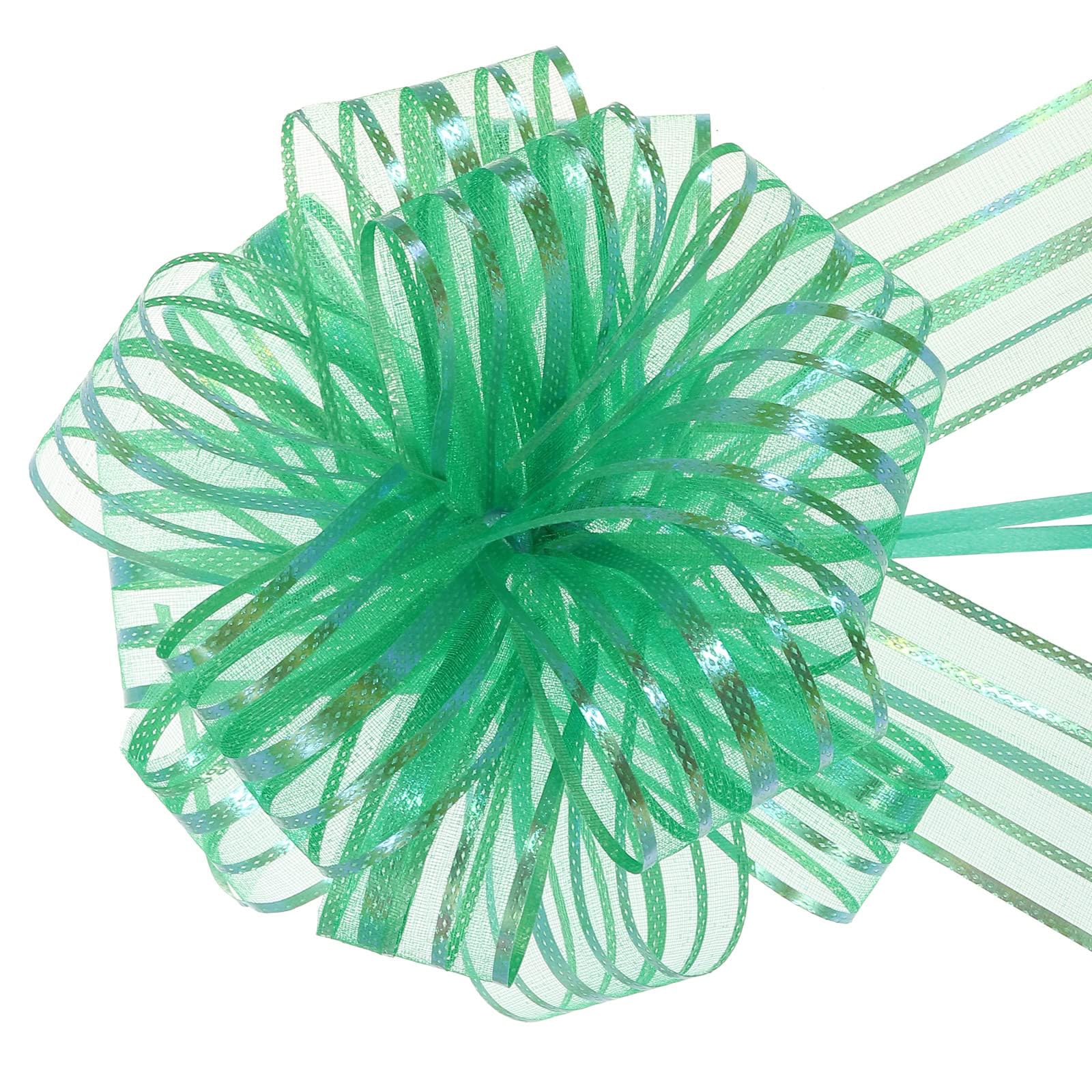 TA-VIGOR 5Pcs 6 Inch Large Organza Pull Bows – Dark Gree Chiffon Gift Wrapping Ribbon Bows for Weddings, Gift Baskets, Presents, Christmas and Valentine’s Day Decorations
