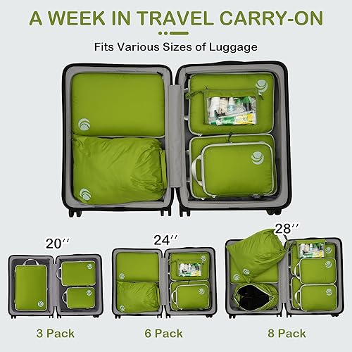 Vista 7 de Cipway Cubitos de embalaje de compresión, bolsas organizadoras de equipaje ultraligeras con bolsas de lavandería y bolsa transparente para artículos