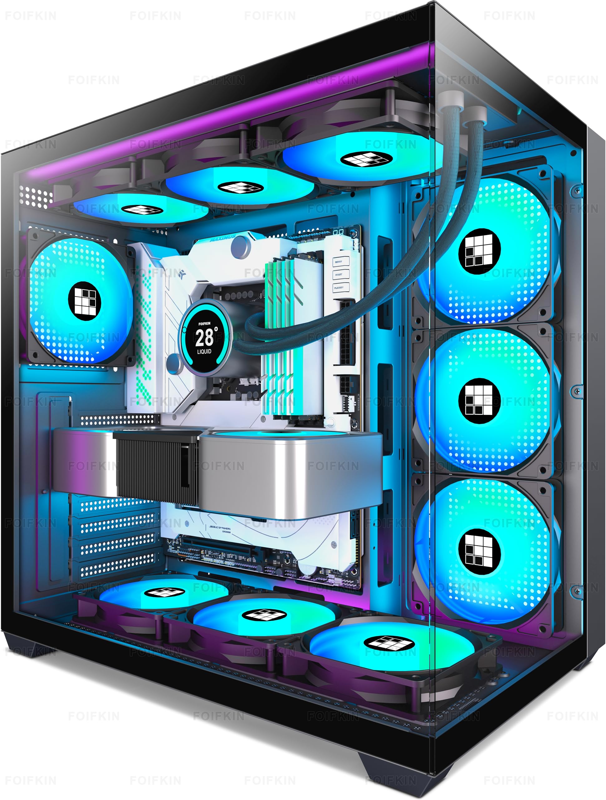 FOIFKIN F600 PC Case ATX with 7 PWM ARGB Fans