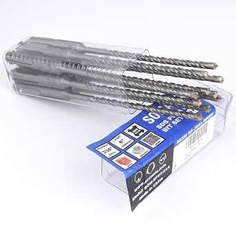 SOMADA 3/16" x 6" SDS Plus Rotary Hammer Drill Bit Set, 10pc | 10-piece set, 4-cutter carbide tip for concrete, brick, stone, masonry. SDS Plus shank.