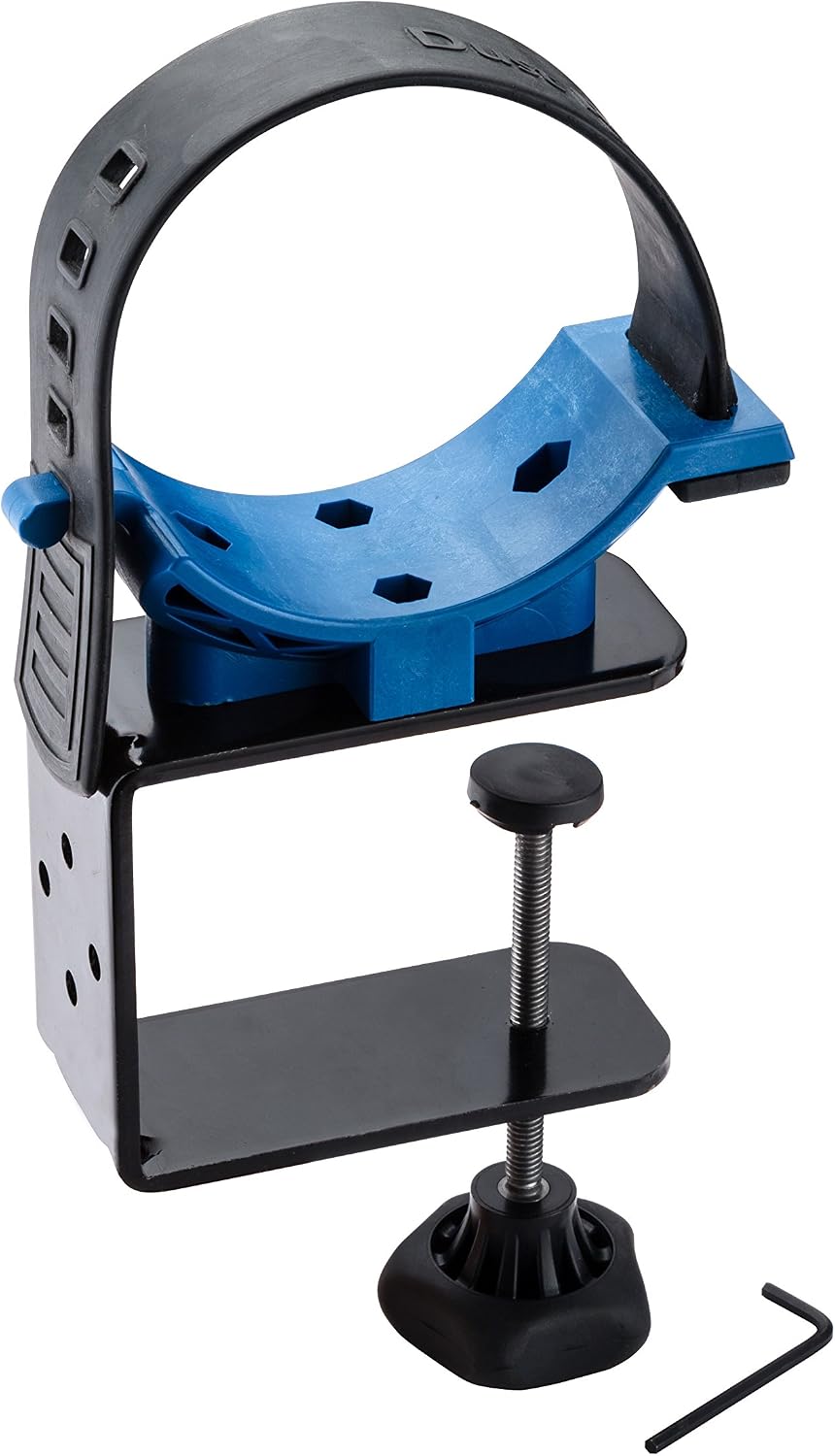 Dust Hose Mounting Bracket w/Hex Key - Quick Release Rubber Strap - Steel Hose Clamps to Attach Hose to Workbench, Roller Stands & Stationary Power Tools - Compatible w/ 4 Inch Dust Collection Hose
