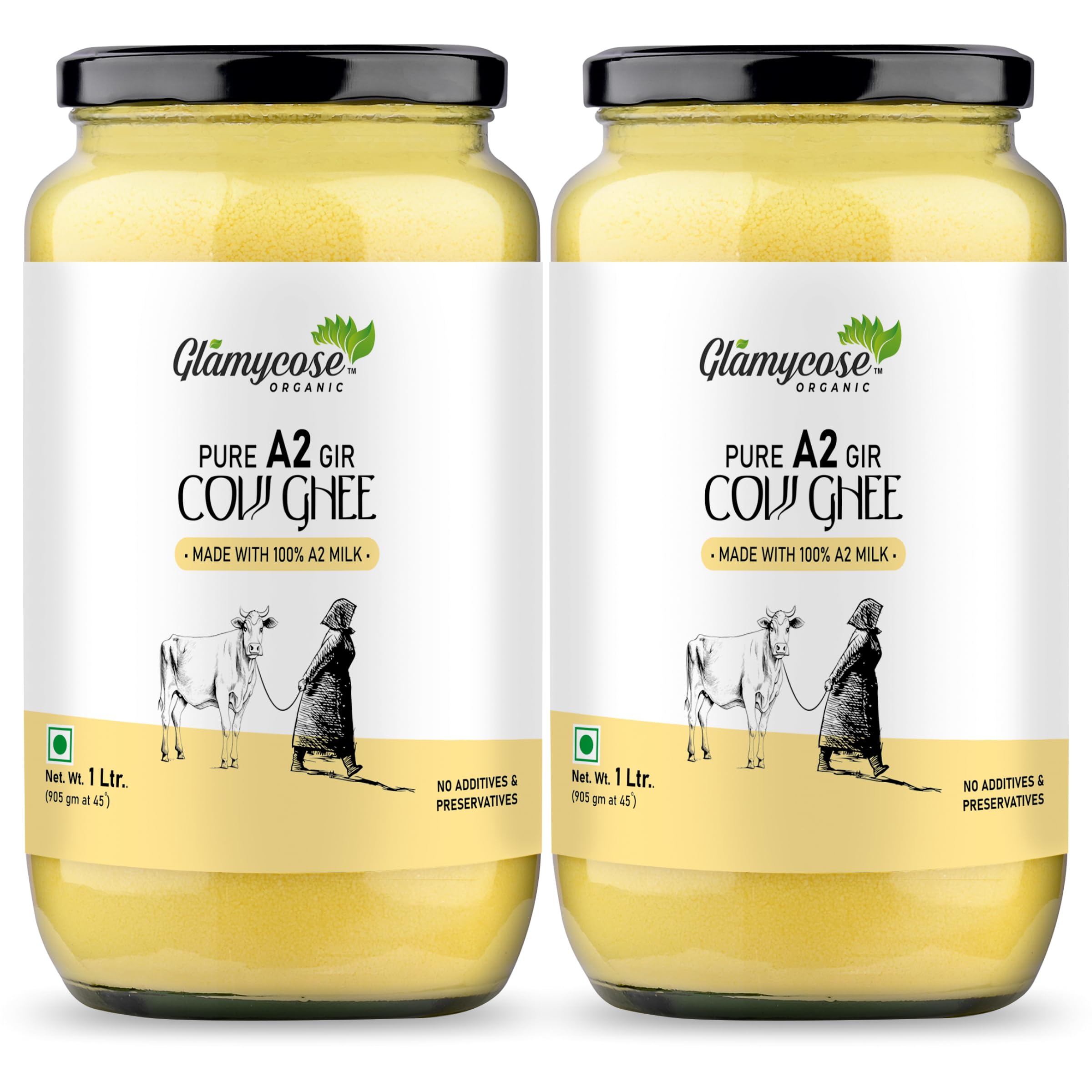 GLAMYCOSE Pure Cow Ghee, Ghee Premium A2 Gir Cow Cultured Ghee | Vedic Bilona Two Way Hand Churned | Indian Gir Cow Ghee, Pure A2 Ghee, Natural & Healthy (1 Liter) (B0CYM2L2M1) Amazon Price History, Amazon Price Tracker